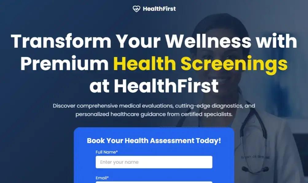Health Checkup Lead Gen home page screenshot
