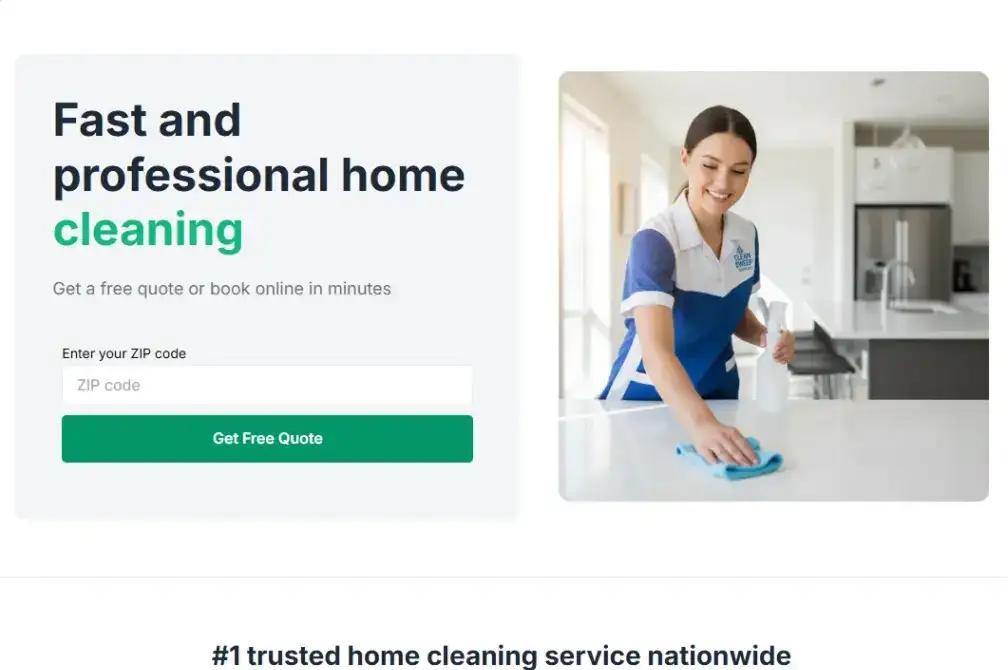 Cleaning Lead Capture home page screenshot