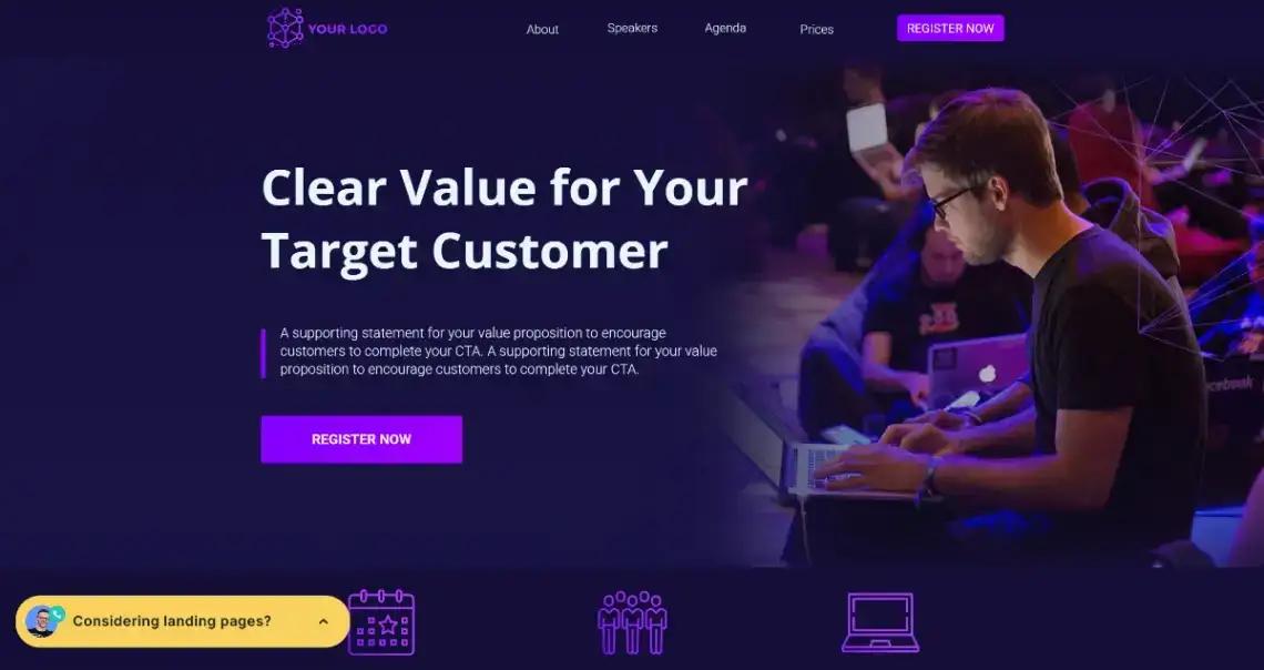 Virtual Event home page screenshot
