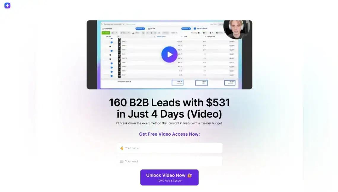 B2B Lead Generation home page screenshot