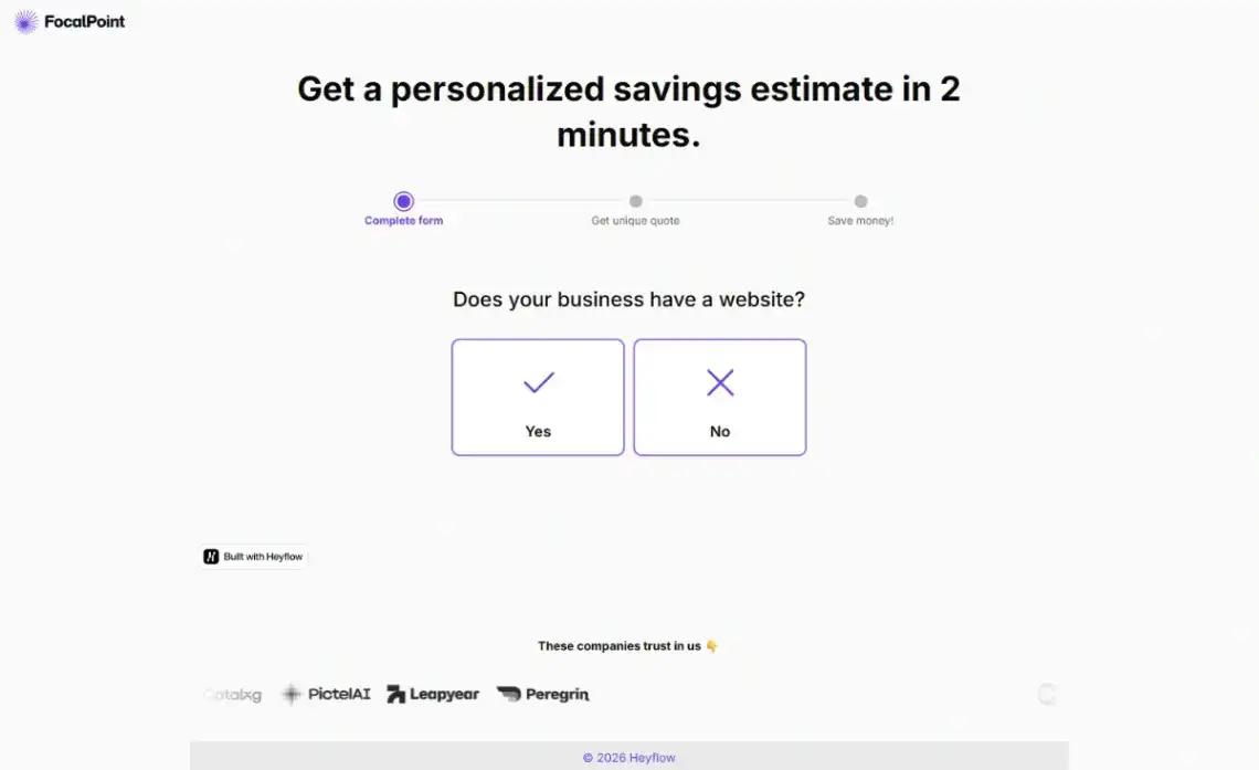 B2B Lead Gen Quote home page screenshot