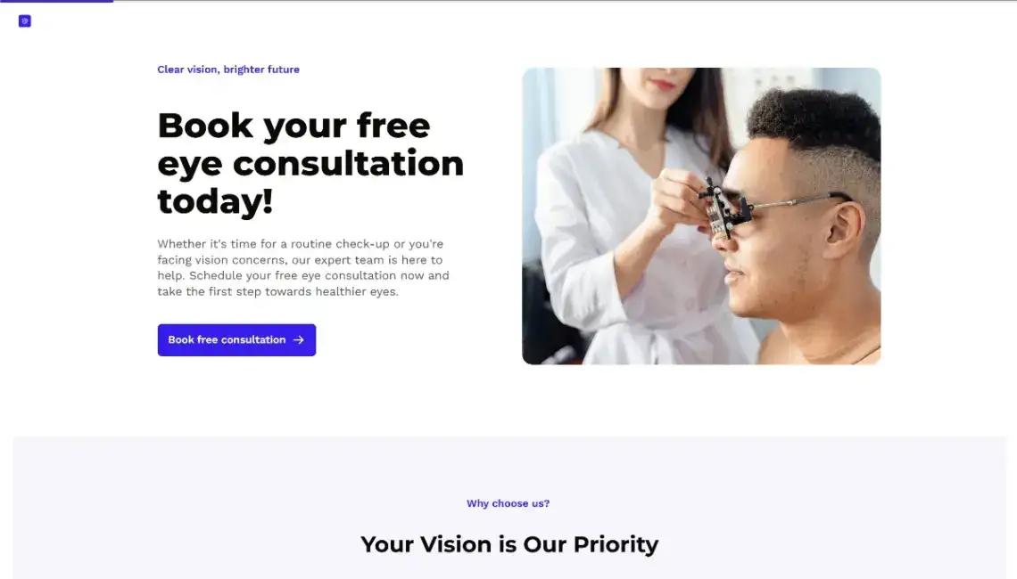 B2C Lead Gen Page home page screenshot