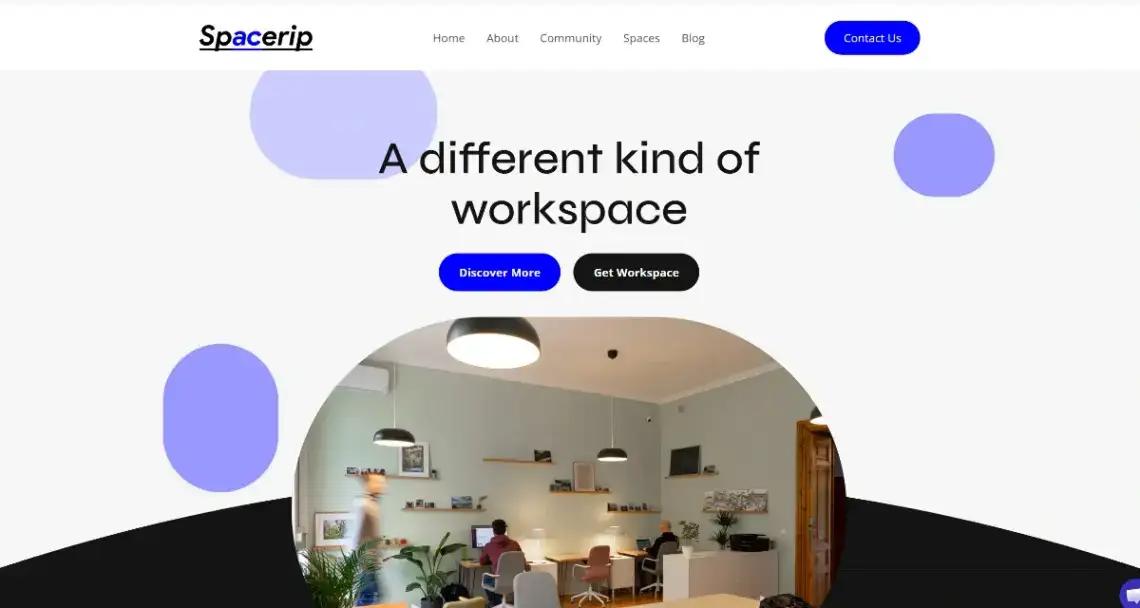 Co-Working Hub home page screenshot