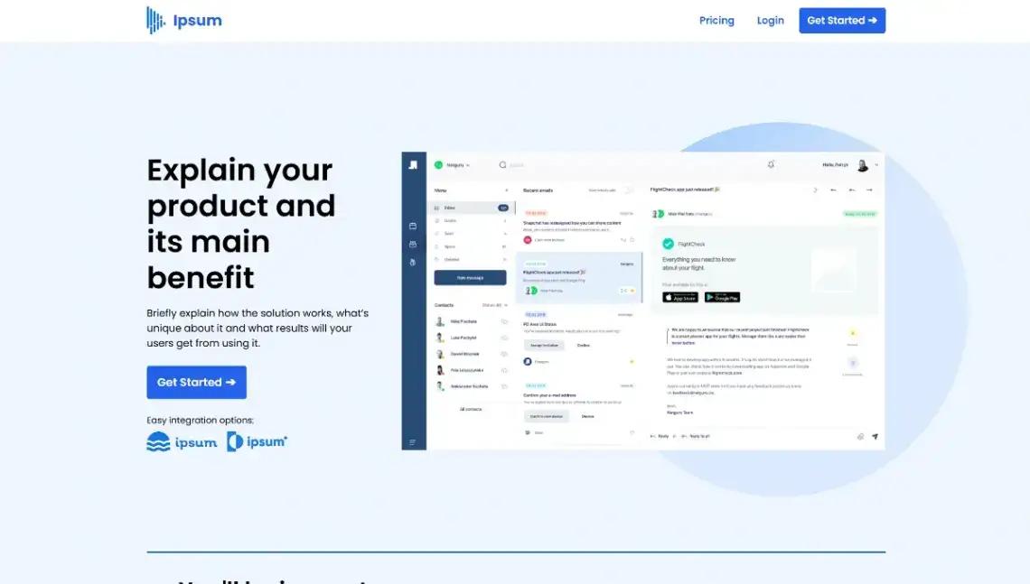 SaaS Landing Page home page screenshot