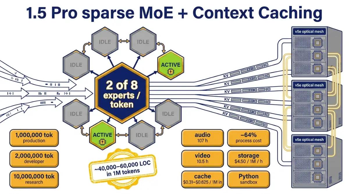 Infographic of Gemini Mixture-of-Experts routing across Google TPU pods