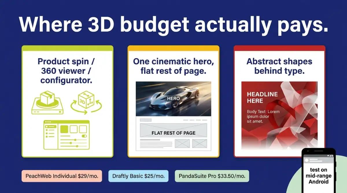 How 3d website templates spend GPU budget on spins versus decoration
