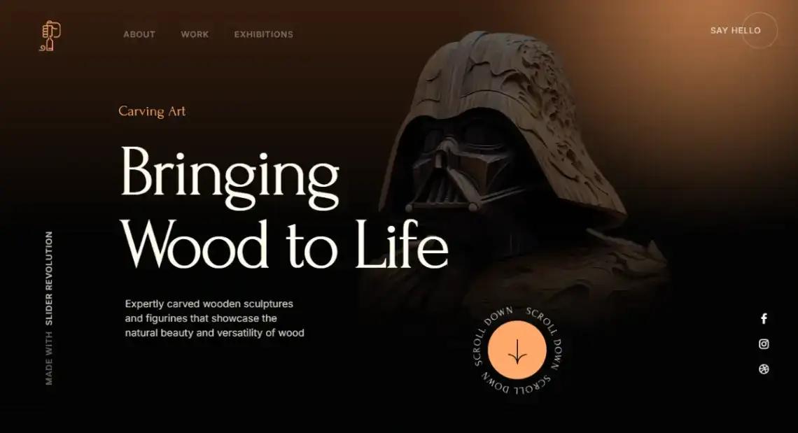 Wood Carving Portfolio home page screenshot