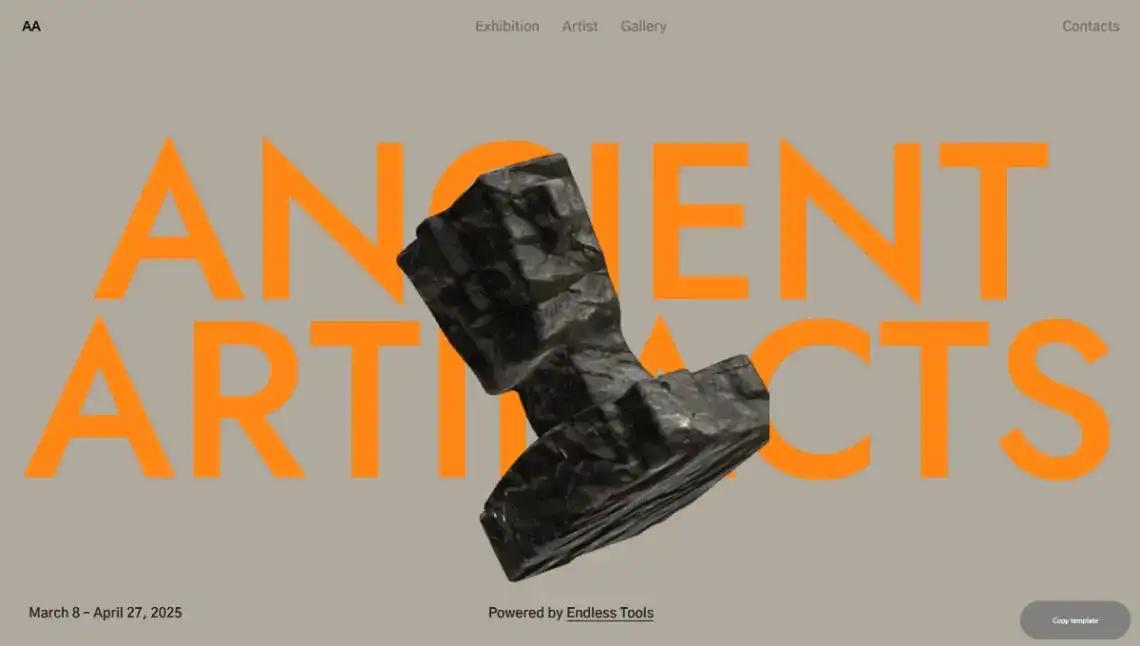 Artist Exhibition home page screenshot