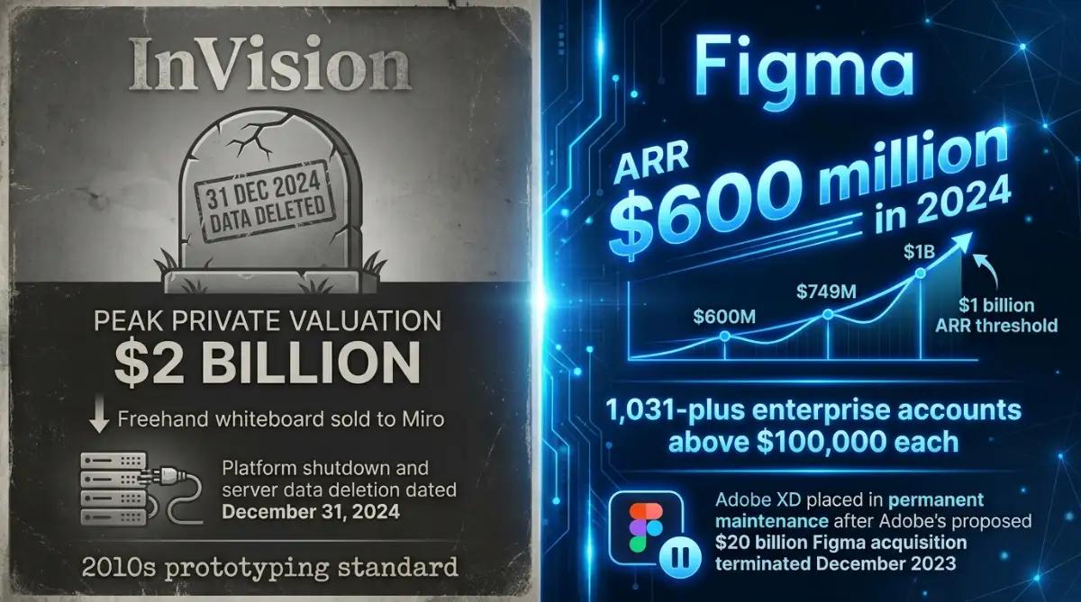 InVision shutdown 2024 versus Figma crossing one billion ARR