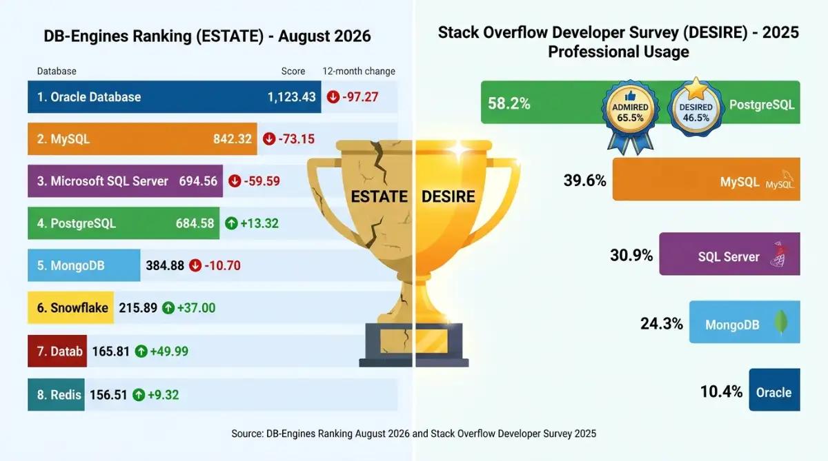 Oracle DB-Engines 1123 versus PostgreSQL 58 percent usage