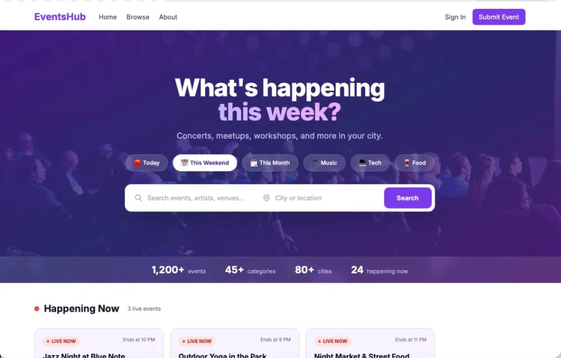 Event Directory website template