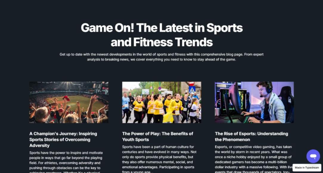 Sports & Fitness Blog website template