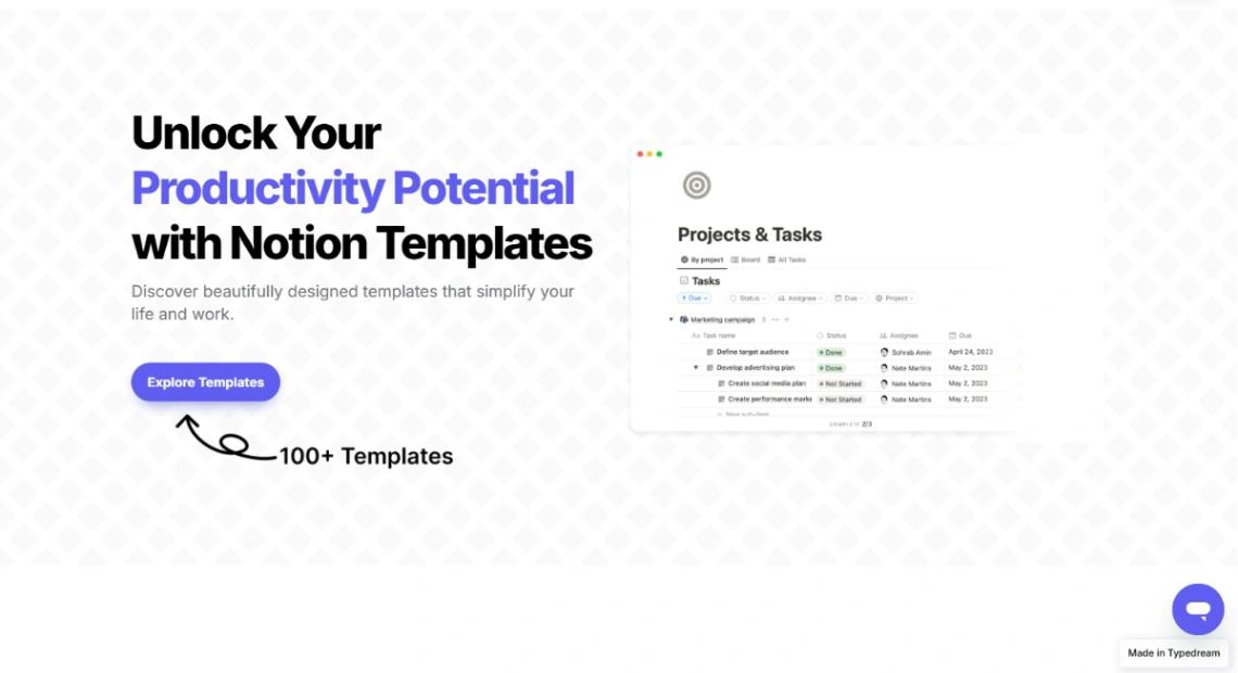 Notion Templates Store website template