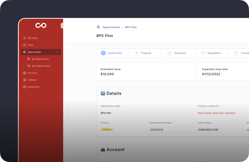 Sales CRM Manager web application template