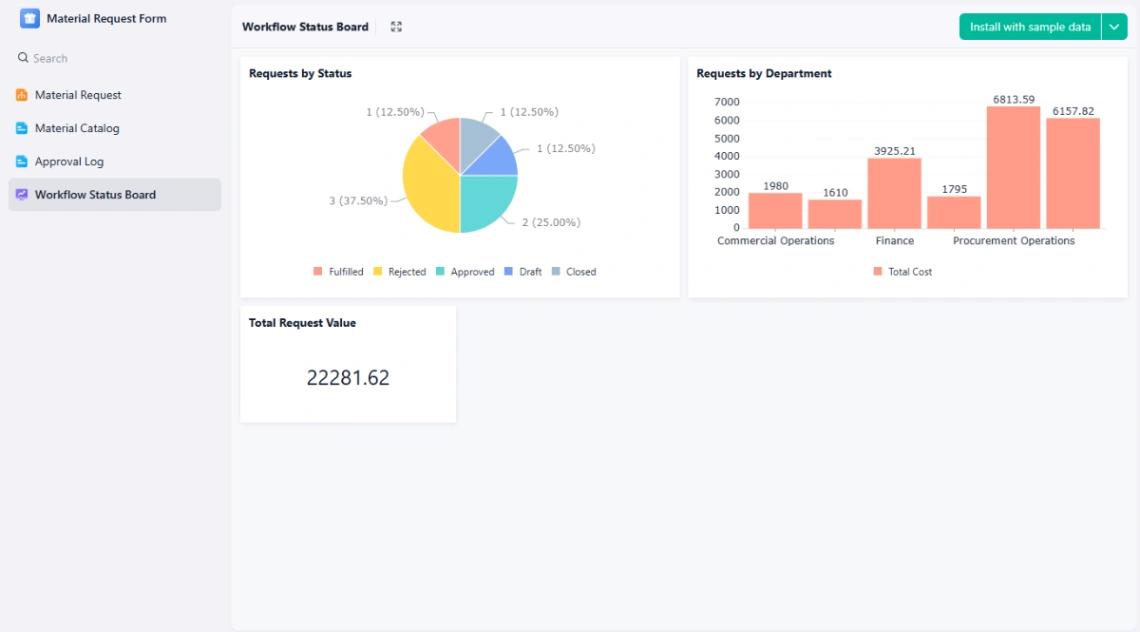 Material Request Form web application template