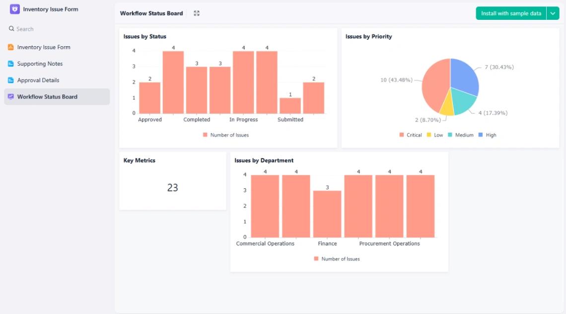 Inventory Issue Form web application template