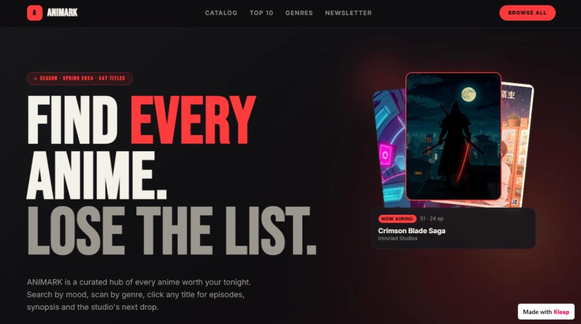 Anime Directory Hub website template