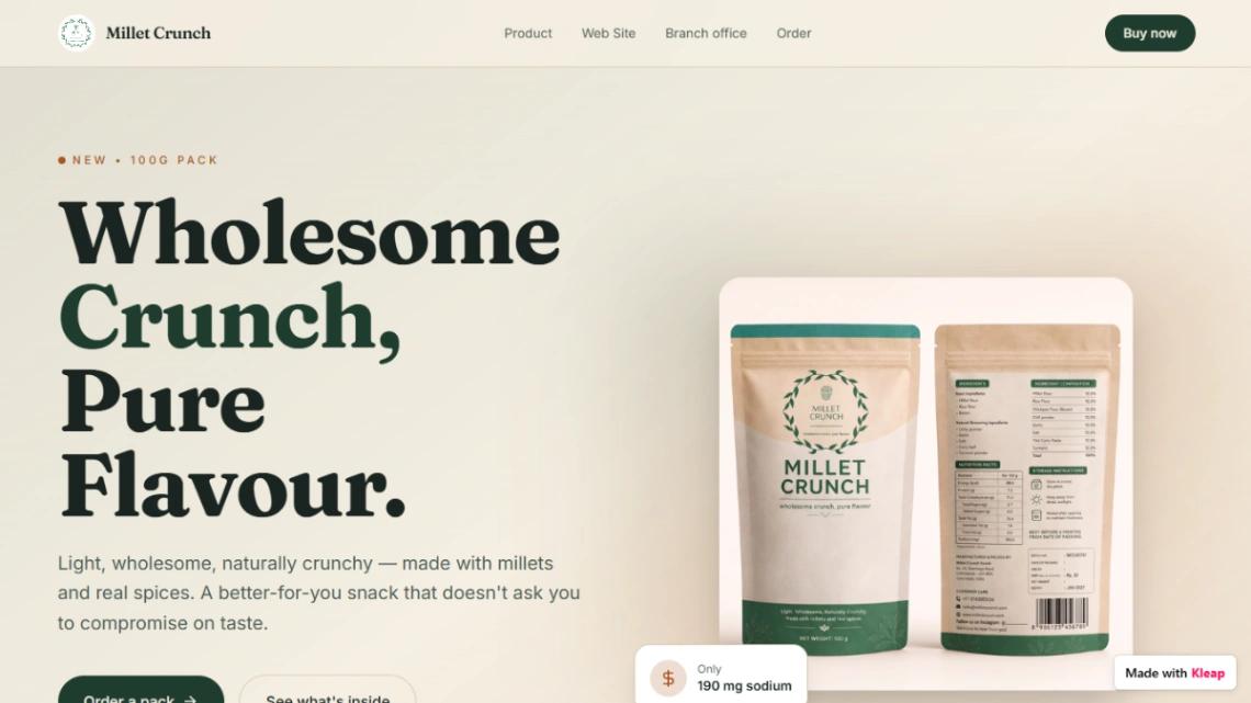 Packaged Snack Brand website template
