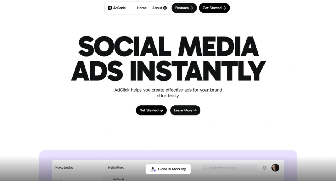 Social Media Ad SaaS website template