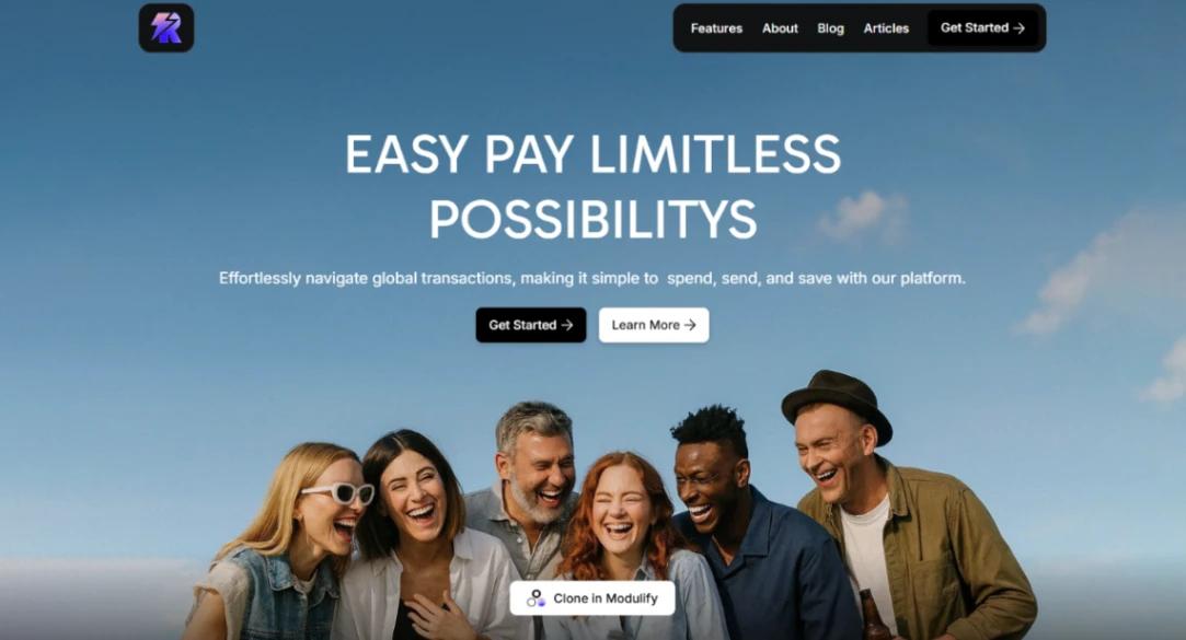 Fintech Platform Showcase website template