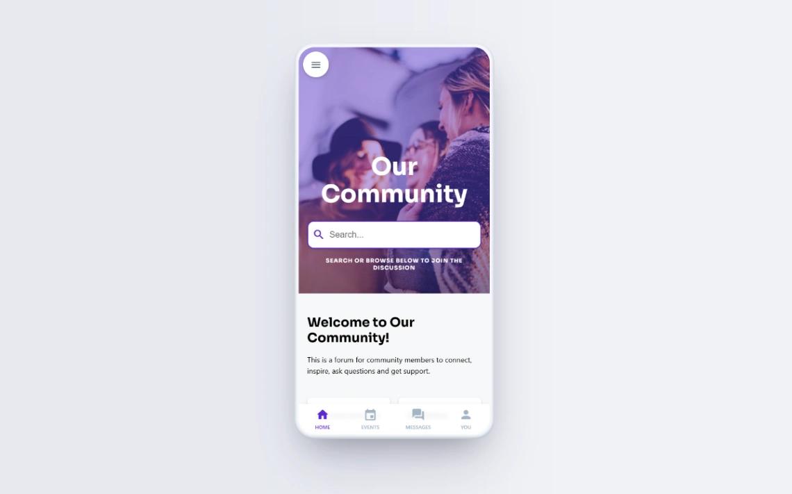 Branded Community App mobile app design template