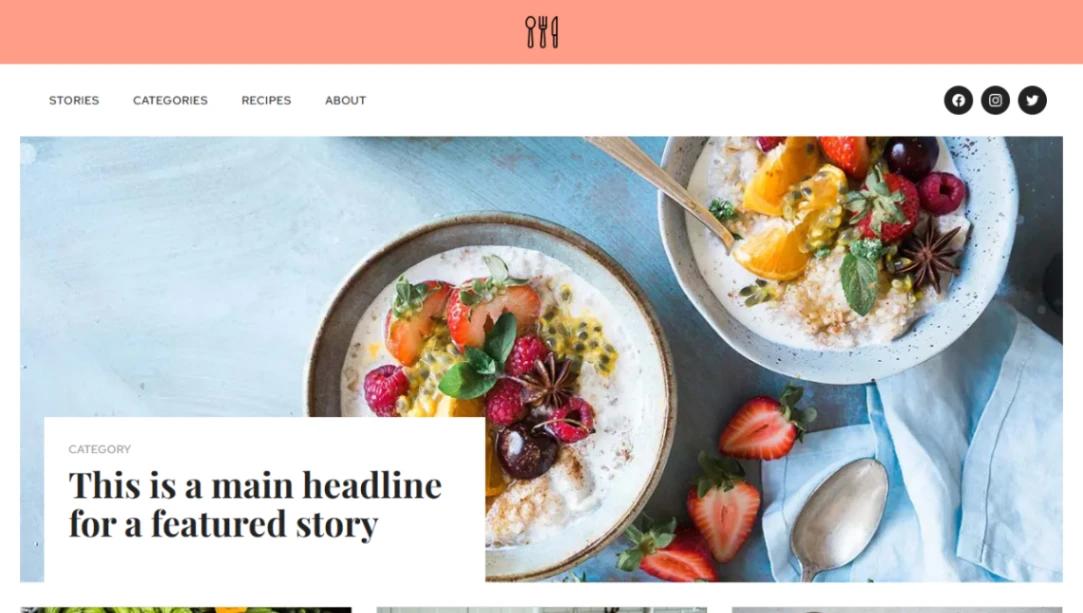 Food Blog Magazine website template