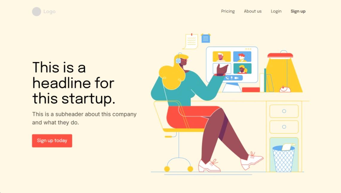Illustrated Startup website template