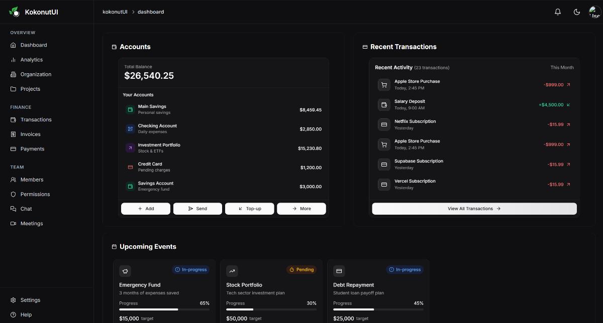 Financial Dashboard web application template
