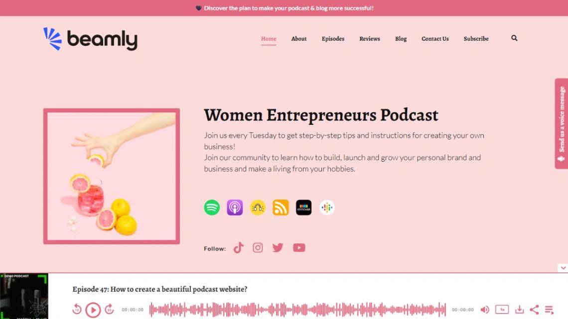 Vibrant Pink Podcast website template