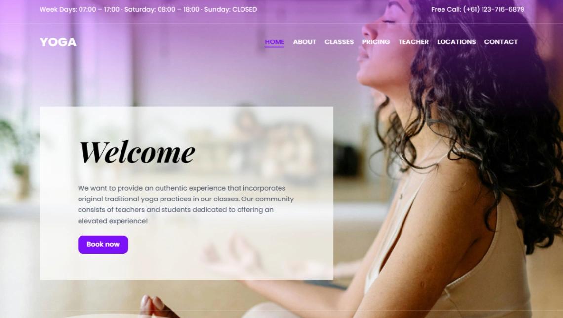 Yoga Studio Classes website template