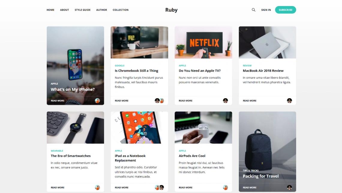 Modern publishing website template
