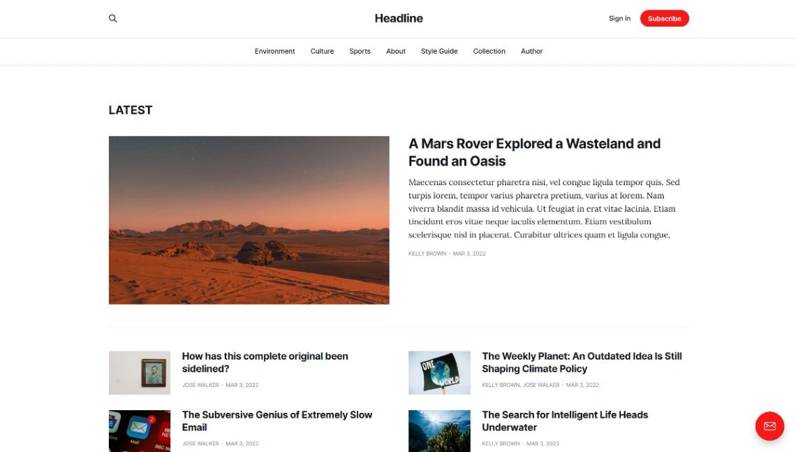 News website website template