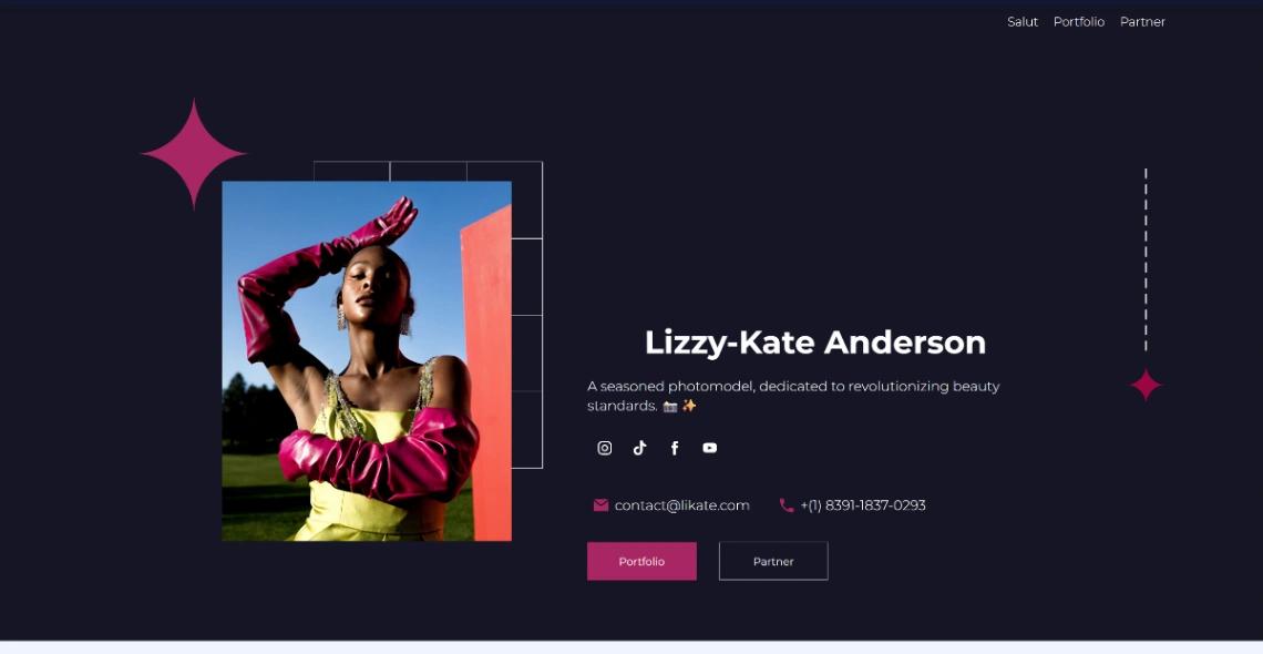 Model Link in BIo website template