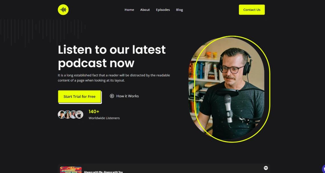 Dark-mode Podcast website template