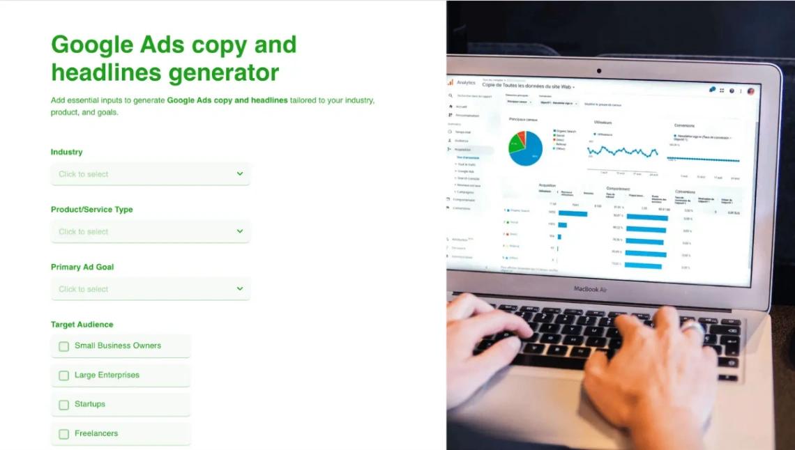 Google Ads Copy Generator website template