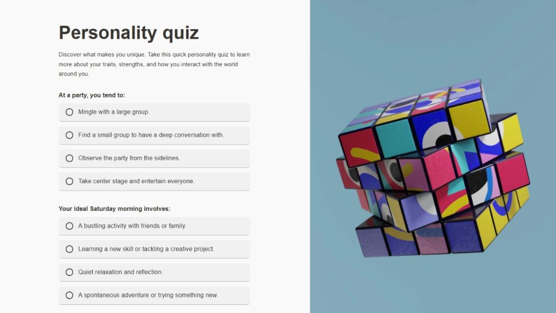 Personality Quiz website template