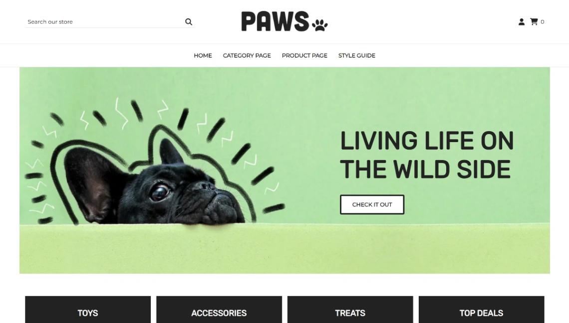 Pet Supply Shop website template