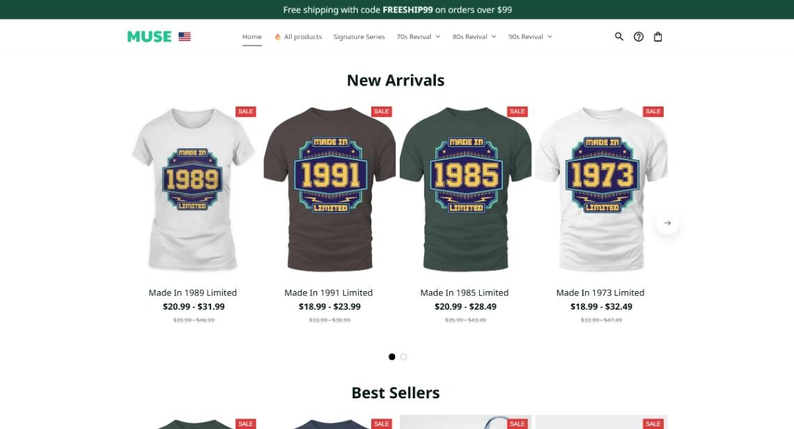 Merchandise Store website template