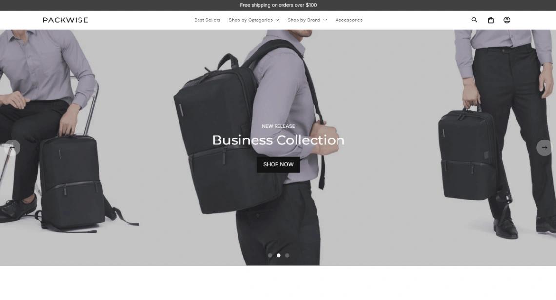 Backpack Store website template