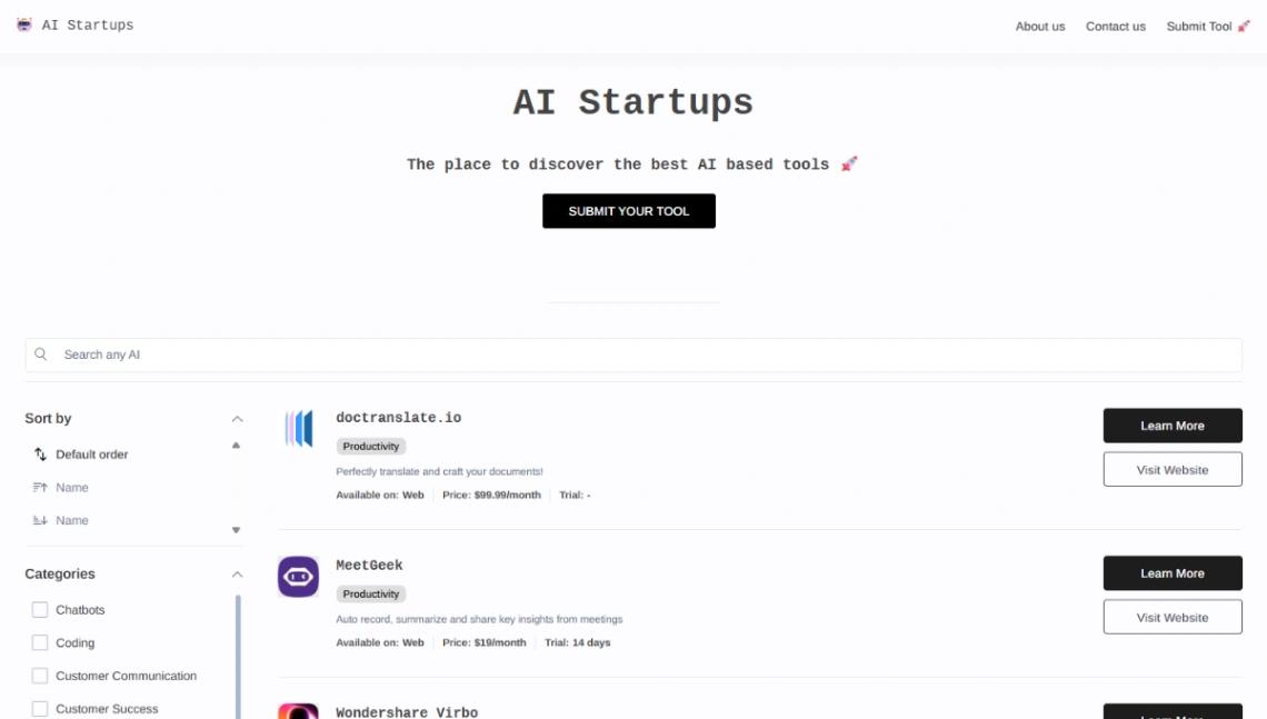 AI Tools Directory website template