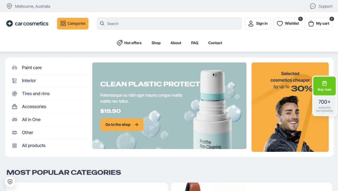 Car Cosmetics Store website template