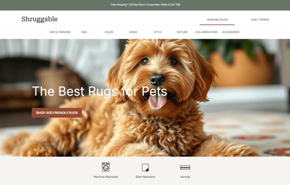 Washable Rug Funnel website template