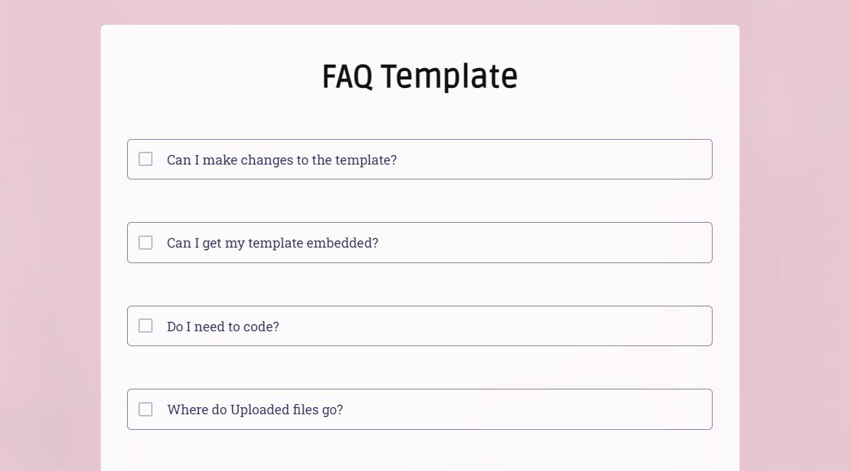 Interactive FAQ Form website template