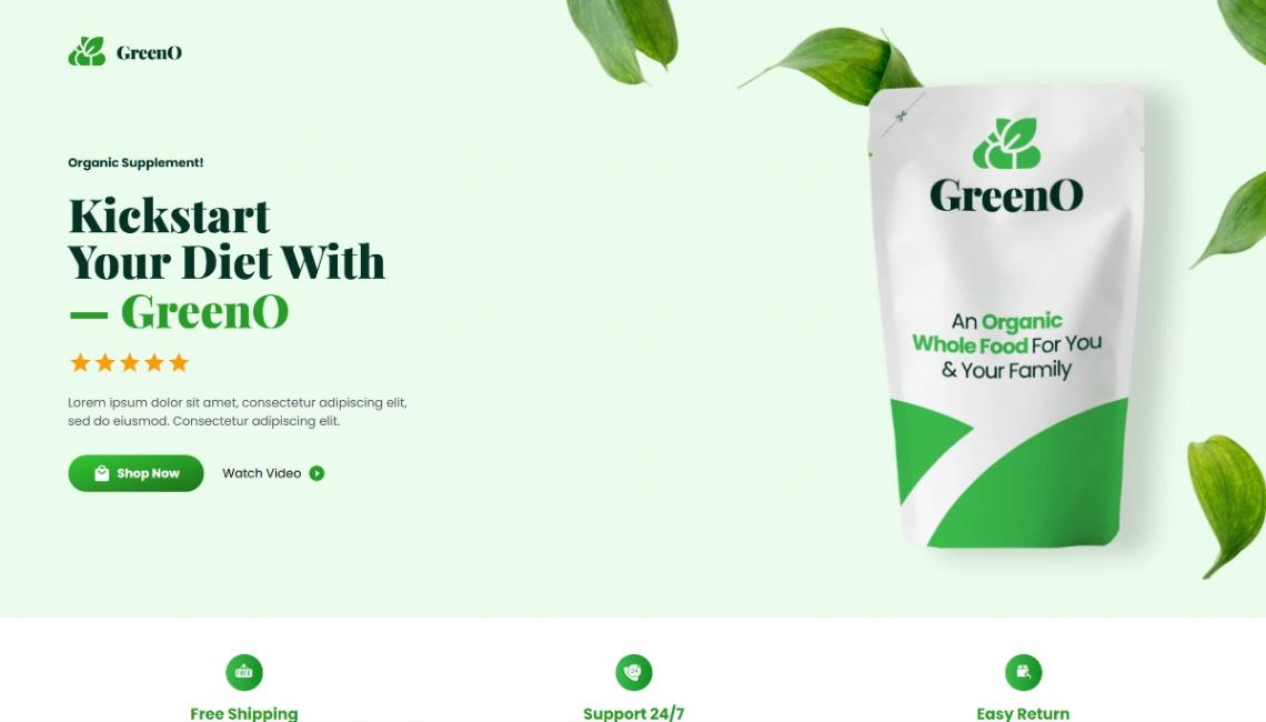 Organic Supplement Product website template