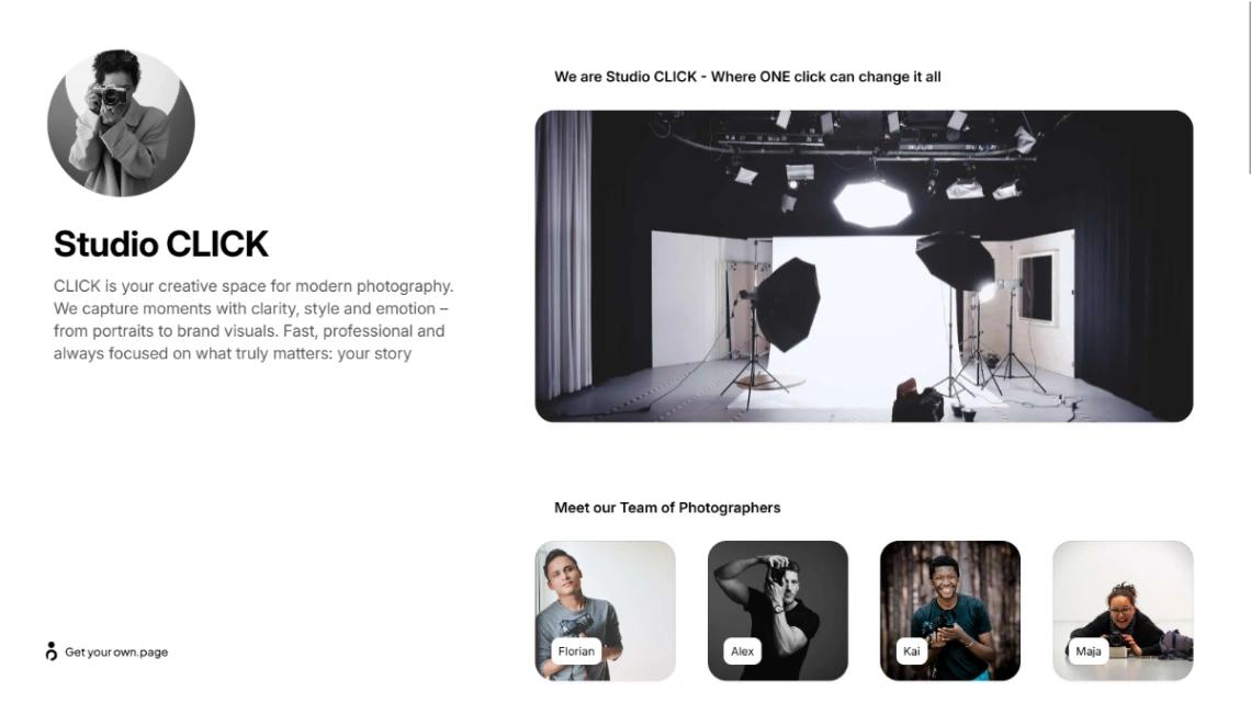 Photography Studio Team website template