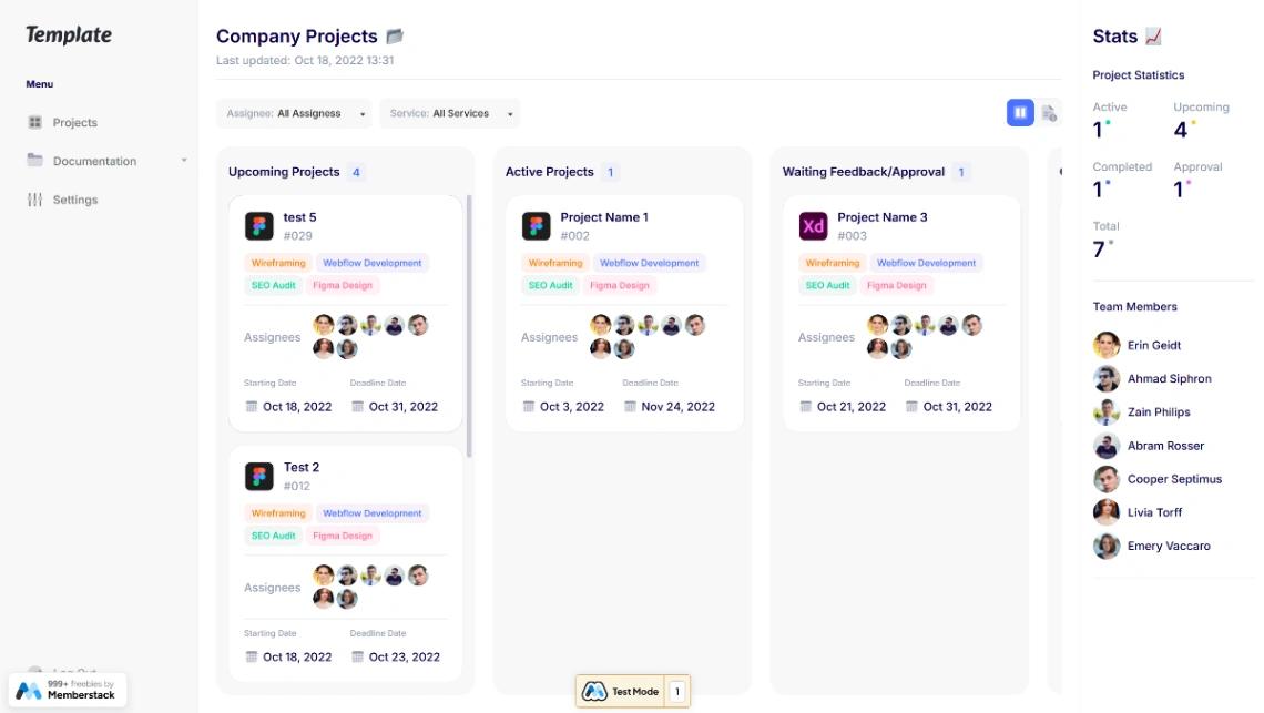 Agency Project Dashboard website template