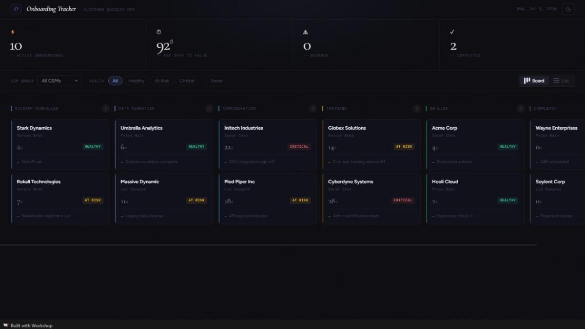 Customer Onboarding Tracker web application template