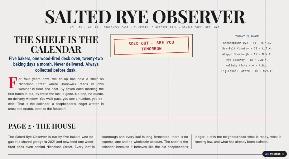 Bakery Co-op Newspaper website template