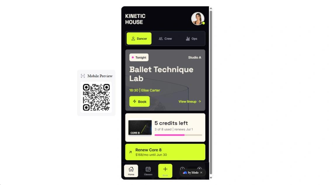 Dance Studio Booking mobile app design template