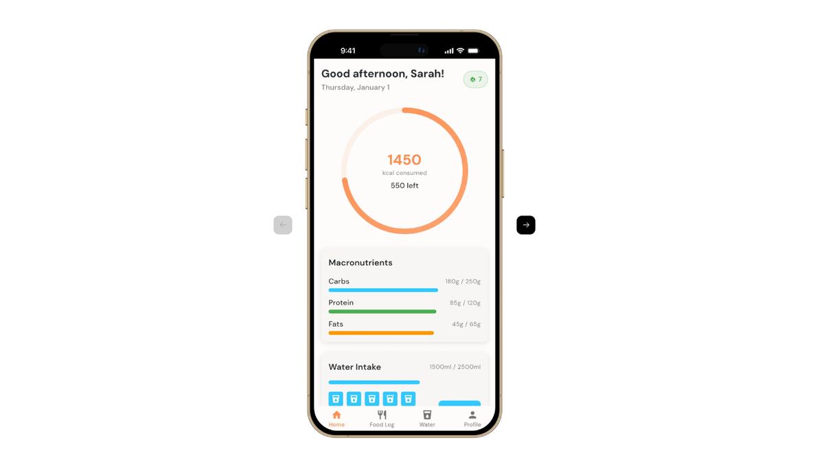 Calorie Tracker mobile app design template